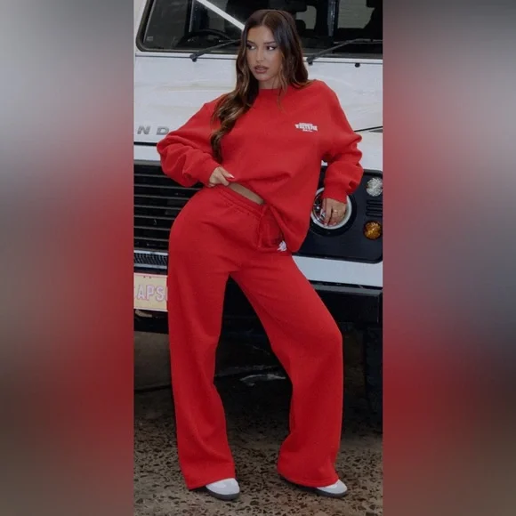 White Fox Capsule 9 Rodeo Crew Wide Leg Sweatpants Red Size SM - Picture 13 of 14